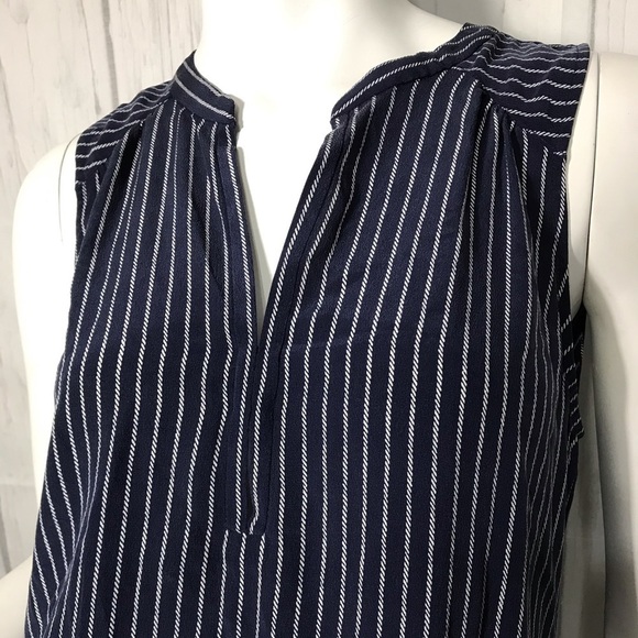 Joie midnight blue sleeveless strip top SZ S T169 - Picture 2 of 6